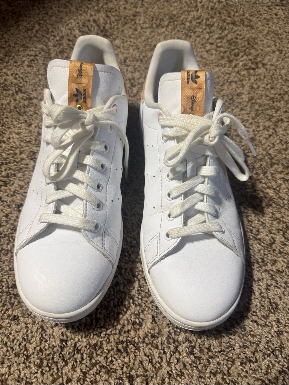 adidas White Leather Sneakers with Tan Heel Tab